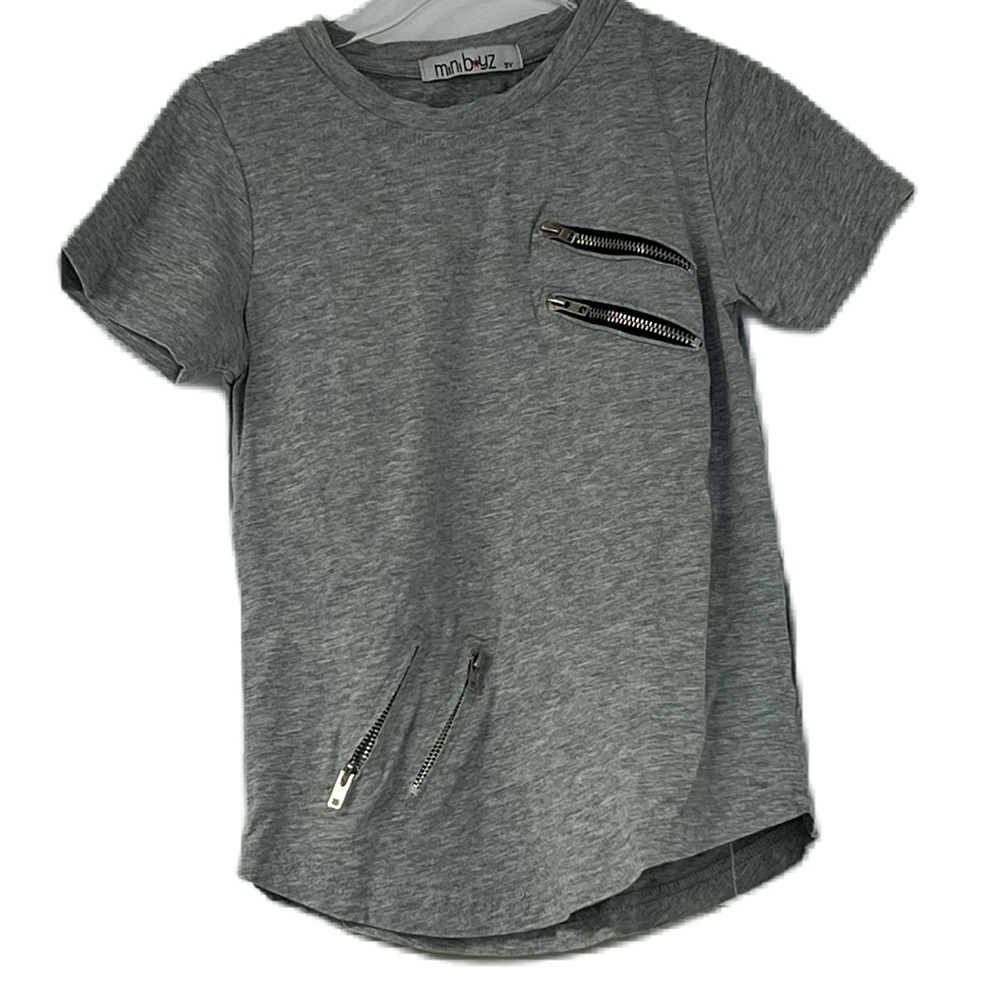 Miniboyz gray zipper short sleeve t shirt size 3